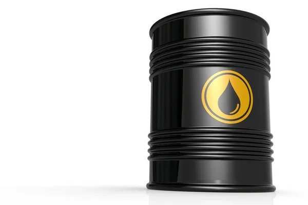 Black Oil Barrel Isolated White Background Rendering — Stock Photo, Image