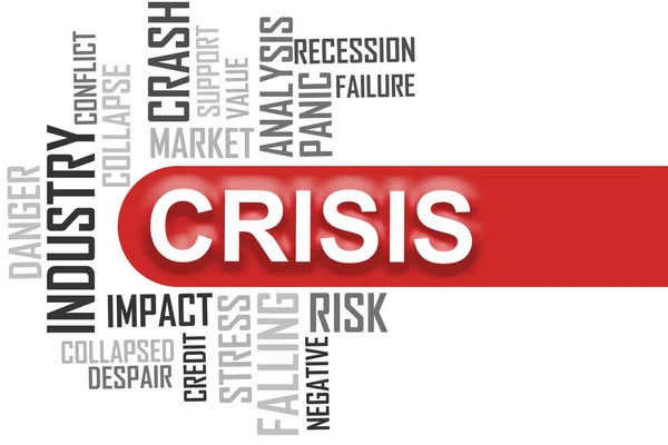 Crisis Word Cloud Red Banner Rendering — Stock Photo, Image