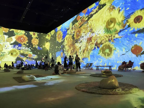 Singapore May 2023 Large Colorful Projected Display Van Gogh Arts — Stock Photo, Image