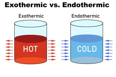 Exothermic and endothermic reactions in chemistry, 3d rendering clipart