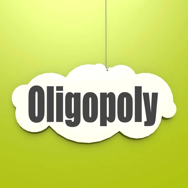 Yeşil Arka Planı Olan Beyaz Bulut Hakkında Oligopoli Kelimesi Görüntüleme — Stok fotoğraf