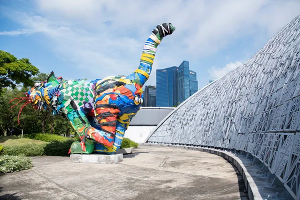 Singapour Juin 2023 Sculpture Tigre Sumatra Étend Sur 10M Long — Photo