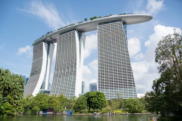 Сингапур Июня 2023 Года Марина Бэй Сэндс Сфотографирована Садов Залива — стоковое фото