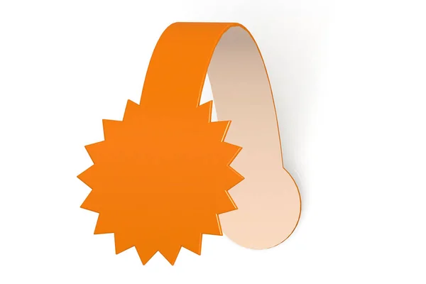 Orange Etikett Med Stjärnform Isolerad Rendering — Stockfoto