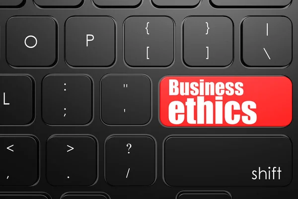 Palavra Ética Negócios Botão Vermelho Teclado Renderização — Fotografia de Stock