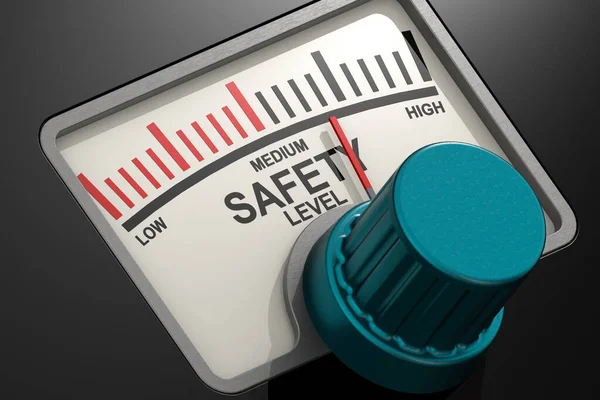 Indicator Safety Level Blue Knob Rendering — Stock Photo, Image