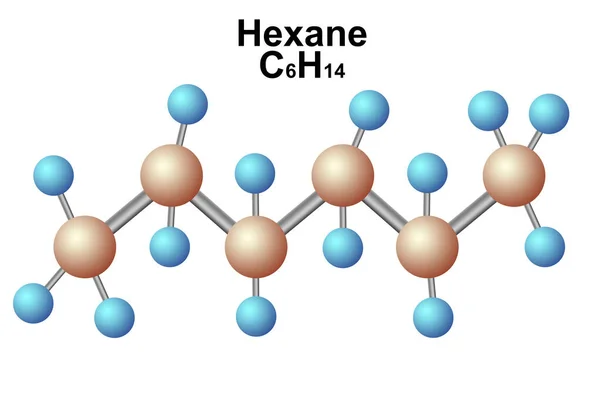 Fórmula Molecular Hexano Aislado Renderizado —  Fotos de Stock