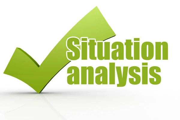 Situation Analysis Word Green Checkmark Rendering — Stock Photo, Image
