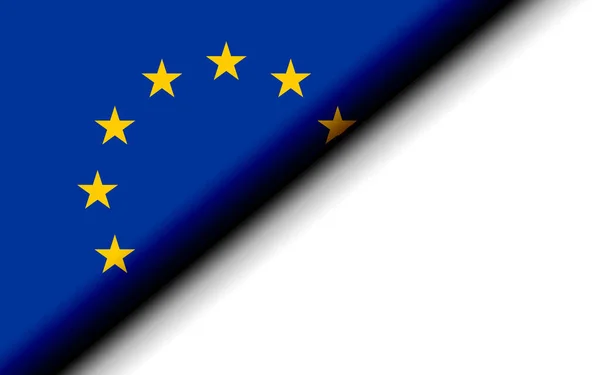 欧盟旗帜被折叠成两半 3D渲染 — 图库照片