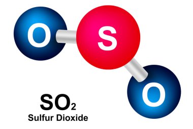 Moleküler formül ve sülfür dioksitin kimyasal yapısı, 3D görüntüleme