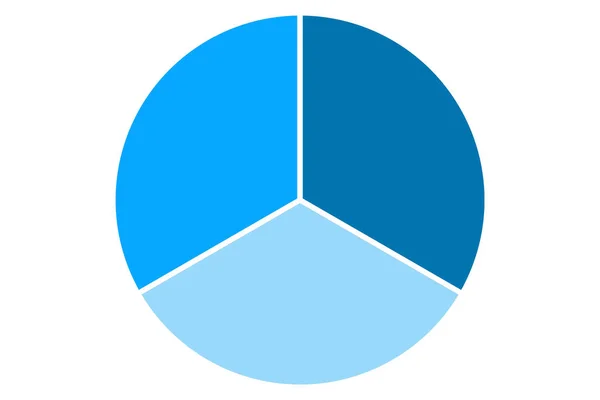 Círculo Azul Dividido Tres Segmentos Iguales Representación — Foto de Stock