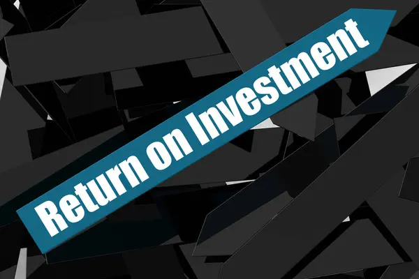 Avkastning Investering Ord Den Blå Pilen Rendering — Stockfoto
