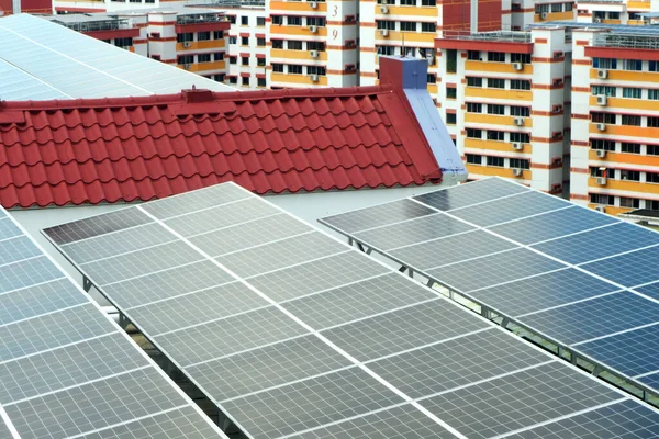Solar Panel Installed Top Hdb Block Singapore Harness Green Energy — 스톡 사진