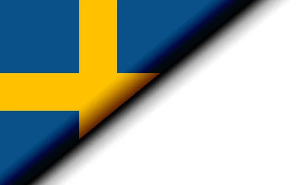 Sverige Flagga Vikta Mitten Rendering — Stockfoto