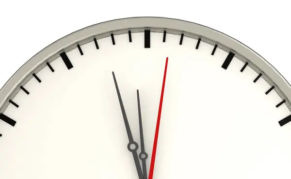 Reloj Blanco Con Hora Minuto Segundero Representación — Foto de Stock