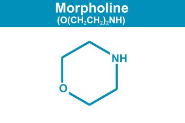 Morpholine O (CH2CH2) 2NH in blue, 3D renging