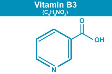 Mavi, 3 boyutlu B3 Niasin vitamini resimlemesi