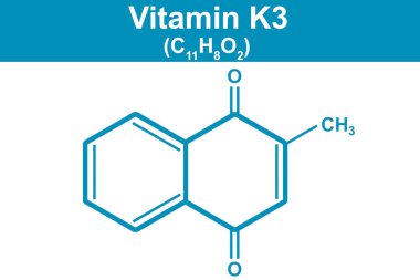 K3 vitamini moleküllerinin mavi, 3D görüntüleme kimyası