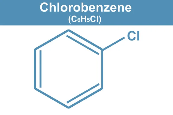 Химическая Иллюстрация Хлоробензола C6H5Cl Голубым Рендеринг — стоковое фото