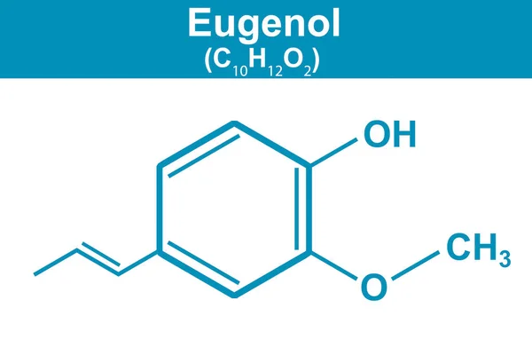Ilustración Química Del Eugenol Azul Representación —  Fotos de Stock