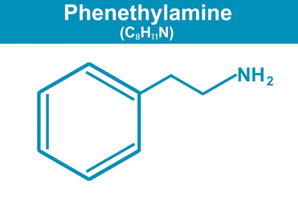 Ilustración Química Phenethylamine C8H11N Representación Azul —  Fotos de Stock
