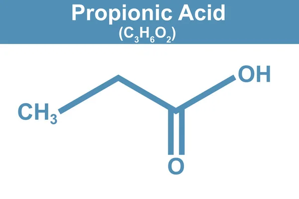 Ilustración Química Del Ácido Propiónico Representación Azul —  Fotos de Stock