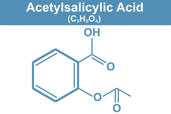 Ilustración Química Del Ácido Acetilsalicílico Azul Renderizado —  Fotos de Stock