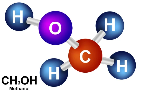 Methanol Molecular Models Chemical Formulas Rendering — Stock Photo, Image