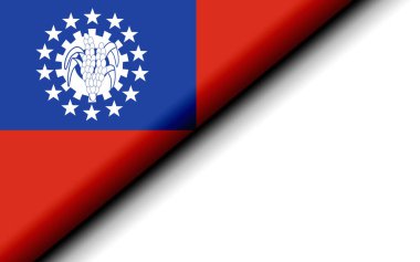 Myanmar bayrağı ikiye katlandı, 3 boyutlu görüntüleme