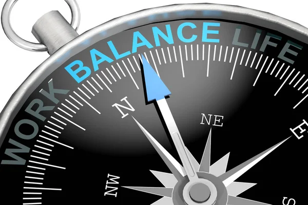 Work Life Balance Word Black Compass Rendering — Stock Photo, Image