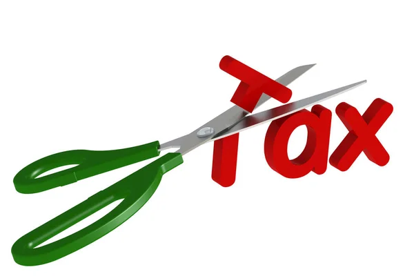 Cut Tax Mit Metallschere Rendering — Stockfoto