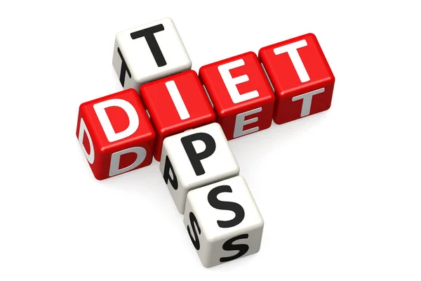 ダイエットのヒント 赤と白のクロスワードの単語 3Dレンダリング — ストック写真