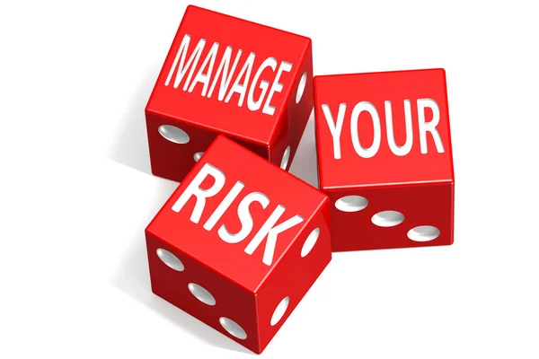 Kezelje Kockázati Szót Piros Kockák Renderelés — Stock Fotó