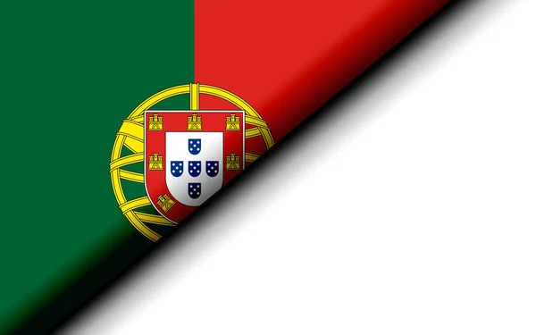 Portogallo Bandiera Piegata Metà Rendering — Foto Stock