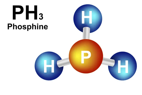 Структурно Химическая Формула Молекулярная Модель Фосфина Рендеринг — стоковое фото
