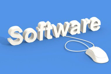 Yazılım sözcüğüne sahip fare izole edildi, 3d oluşturma