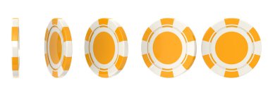 Sarı kumarhane veya poker fişleri, 3D görüntüleme