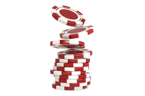 Klasik Kırmızı Beyaz Poker Fişleri Boyutlu — Stok fotoğraf