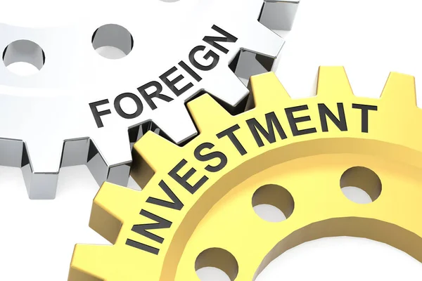 Ausländische Investitionen Wort Über Metallausrüstung Rendering — Stockfoto