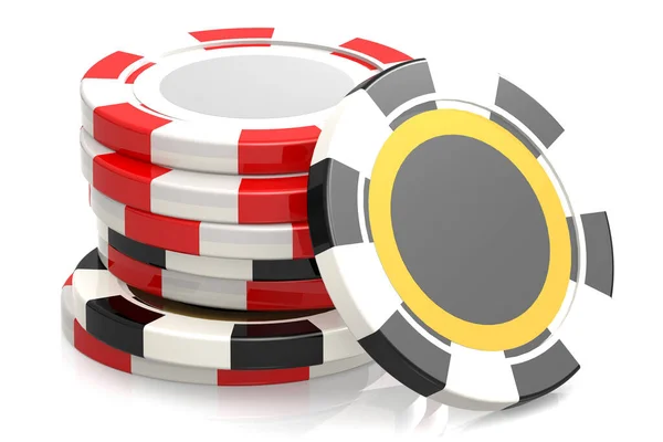 白い背景で隔離されたカジノの破片 3Dレンダリング — ストック写真