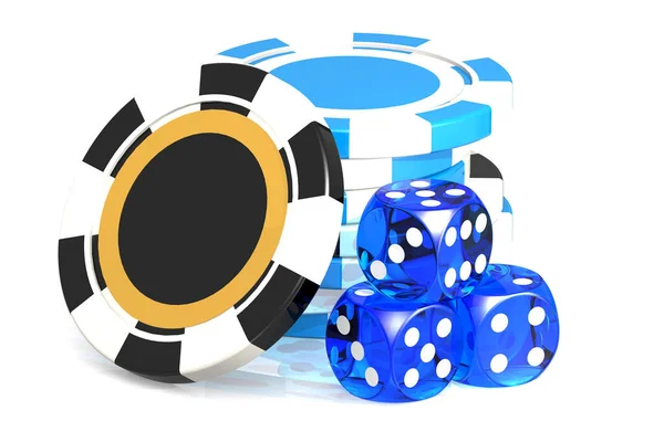 Concepto Juego Con Dados Casino Fichas Póquer Representación —  Fotos de Stock