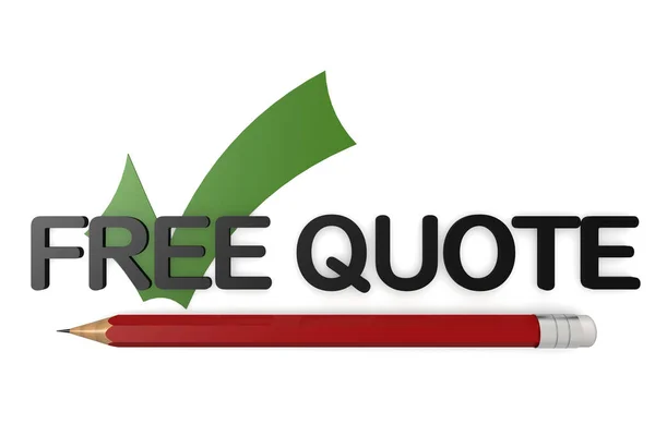 Free Quote Word Red Pencil Checkmark Rendering — Stock Photo, Image