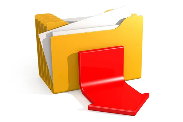Stáhnout Koncept Červenou Šipkou Žluté Složky Vykreslování — Stock fotografie