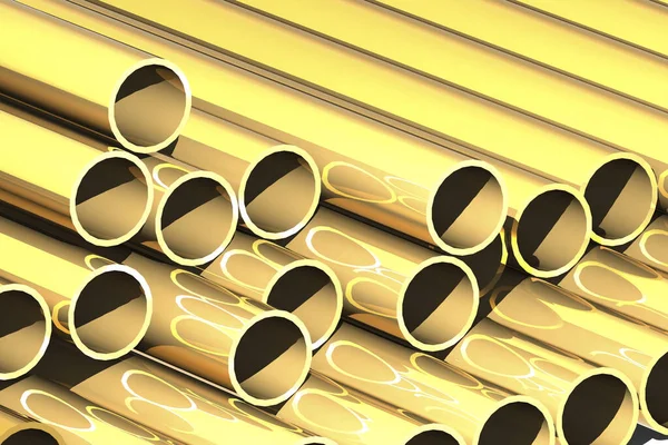 stock image Golden round tube close up, 3d rendering