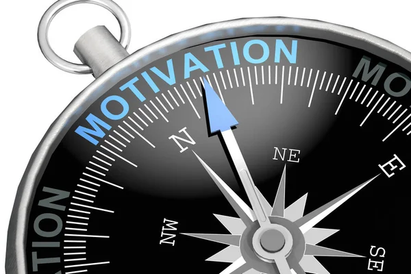 stock image Motivation word on black compass, 3d rendering