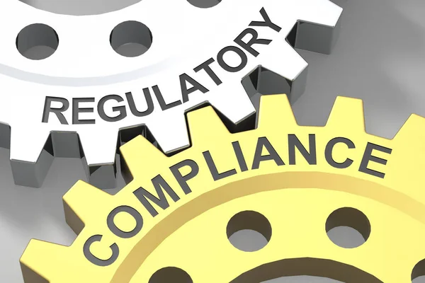 Regulatory Compliance Word Metal Gear Rendering — Stock Photo, Image