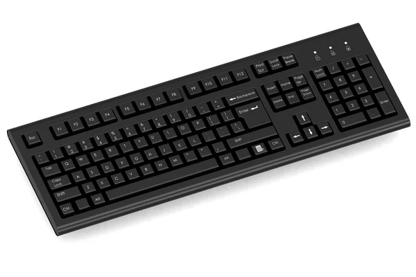 Black Computer Full Keyboard Isolated Rendering — Stock Photo, Image