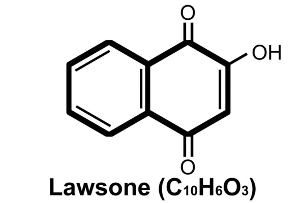 Chemische Struktur Von Lawsone C10H6O3 Isoliert Darstellung — Stockfoto