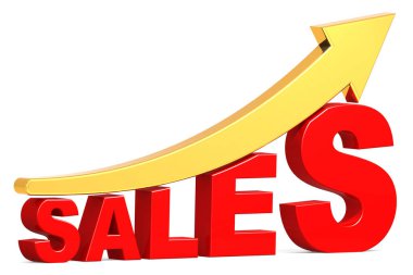 Satış sözcüğüyle altın ok, 3D yorumlama