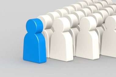 Mavi kuklalı liderlik konsepti önde, 3D görüntüleme